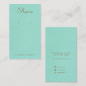 Türkise Blue Script Earring Display Visitenkarte (Vorne/Hinten)