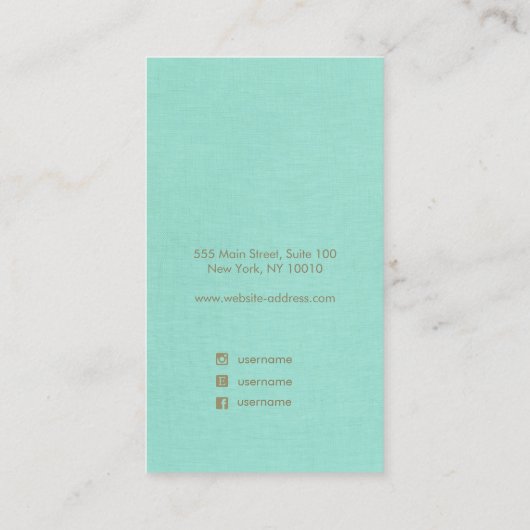 Türkise Blue Script Earring Display Visitenkarte (Rückseite)