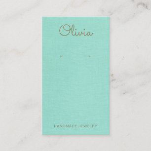 Türkise Blue Script Earring Display Visitenkarte