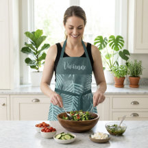 Türkise Boho-Tropenblatt-Schürze mit individuellem