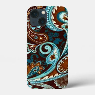 Türkise braune Vintage-Paisley Case-Mate iPhone Hülle