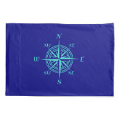 Türkise Compass-Rose im Dekor der Navy Blue Coasta Kissenbezug (Rückseite)
