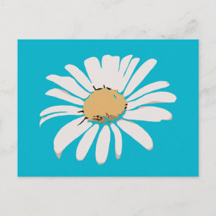 Türkise Daisy Floral Postcard Postkarte