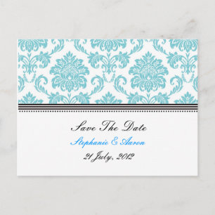 Türkise Damask Save the Date Postkarte