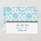 Türkise Damask Save the Date Postkarte (Vorne/Hinten)