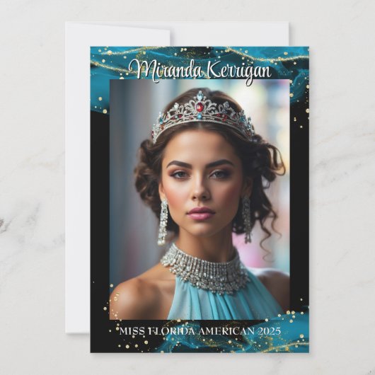 Türkise Dream Pageant Autograph Card QR Code Save The Date (Vorderseite)