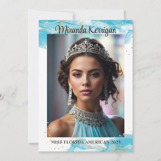 Türkise Dream Pageant Autograph Card QR Code Save The Date (Vorderseite)