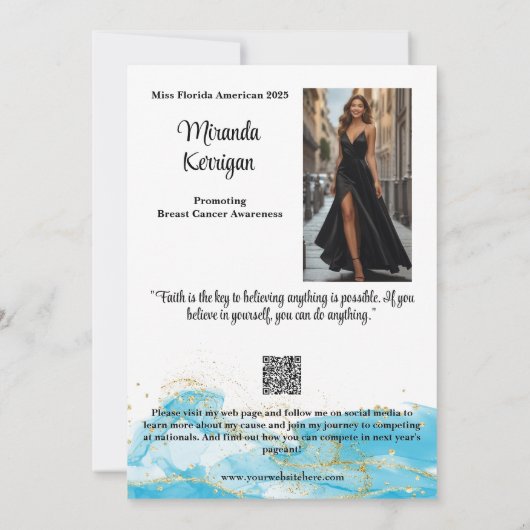 Türkise Dream Pageant Autograph Card QR Code Save The Date (Rückseite)