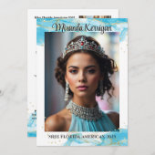Türkise Dream Pageant Autograph Card QR Code Save The Date (Vorne/Hinten)