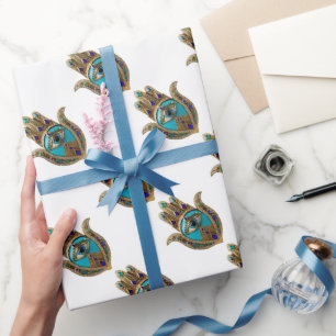 Türkise Drittes Auge Hamsa Geschenkpapier