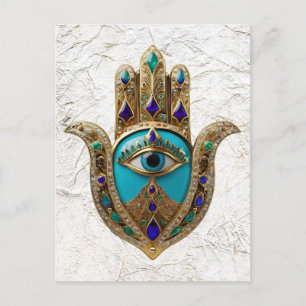 Türkise Drittes Auge Hamsa Postkarte