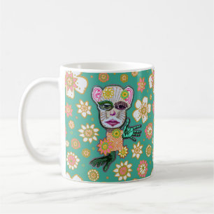 Türkise Drollery Floral von Natalie Schorr Kaffeetasse
