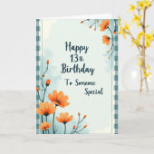 Türkise Florale Dreizehnte Karte (Gelbe Blume)