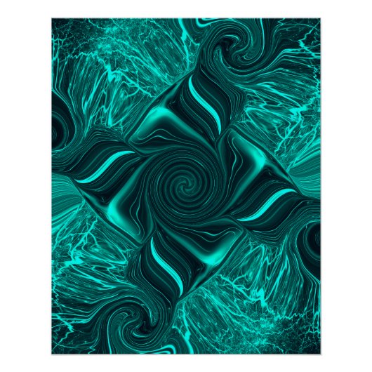 Türkise Flüssig-Marmor-Abstrakte Kunst Poster (Vorderseite)