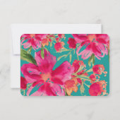 Türkise Fuchsia Floral Wedding Cards Einladung (Rückseite)
