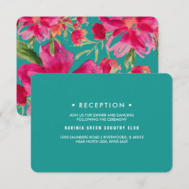 Türkise Fuchsia Floral Wedding Cards Einladung