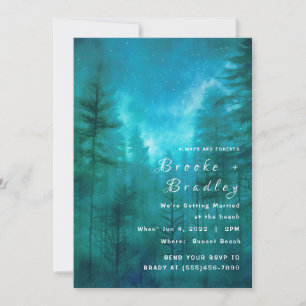 Türkise Grüne & Blaue Himmel Wald Hochzeit Einladung