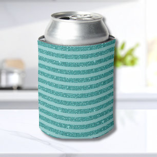 Türkise Grüne Glitter Style Horizontale Streifen Dosenkühler
