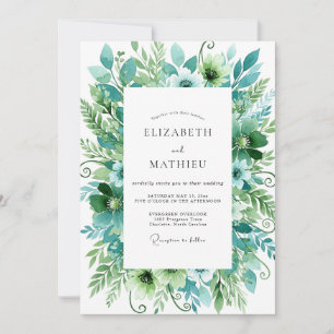 Türkise Grüne Strahlende Natur Hochzeit Einladung