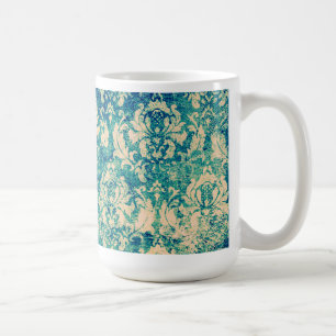 Türkise Grunge-Vintage-Damasken-Tasse Kaffeetasse