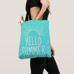 Türkise Hallo Sommertypografie-Wohngestaltung Tasche