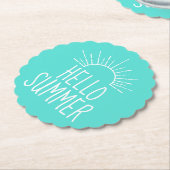Türkise Hallo Sommertypografie-Wohngestaltung Untersetzer (angewinkelt)