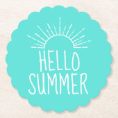 Türkise Hallo Sommertypografie-Wohngestaltung Untersetzer (Vorderseite)