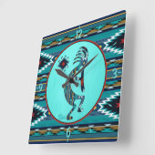 Türkise Kokopelli Große Wall Uhr (Winkel)