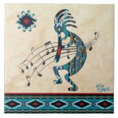 Türkise Kokopelli Keramik Fliese (Vorderseite)