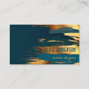 Türkise luxuriöse elegante goldene moderne Glamour Visitenkarte