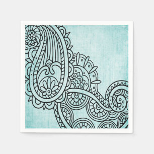 Türkise Mehndi Motif Papier Napkins Serviette