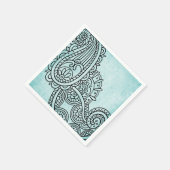 Türkise Mehndi Motif Papier Napkins Serviette (Ecke)
