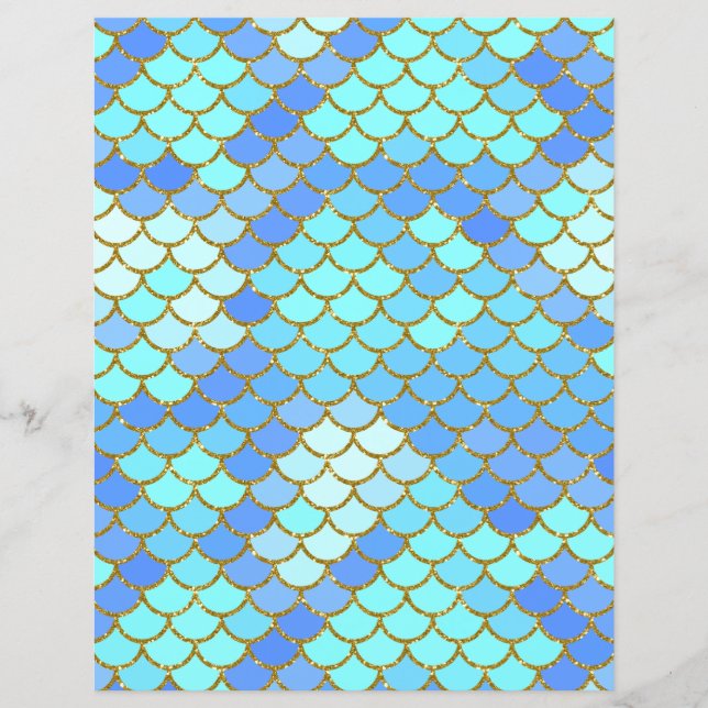 Türkise Mermaid Scales Scrapbook Paper (Vorderseite)
