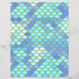 Türkise Mermaid Scales Scrapbook Paper