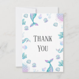 Türkise Mermaid Themed Party Party Dankeskarte