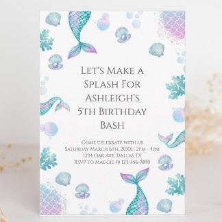 Türkise Mermaid Themed Party Party Einladung