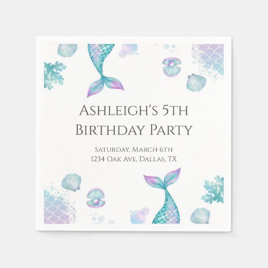 Türkise Mermaid Themed Party Party Serviette (Vorderseite)