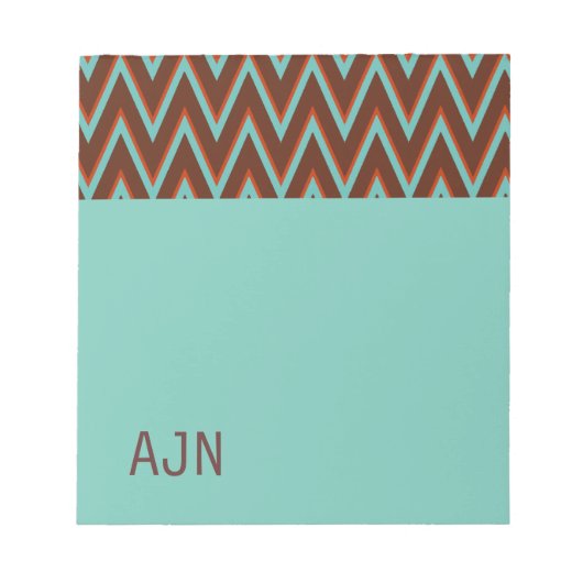 Türkise Monogram School Office Notepad Geschenk Notizblock (Vorderseite)