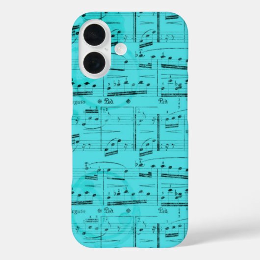 Türkise Notenblätter Case-Mate iPhone Hülle (Rückseite)