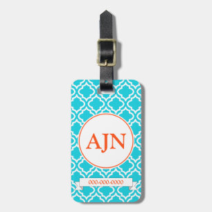 Türkise Orange Monogram Gepäckchen Gepäckanhänger