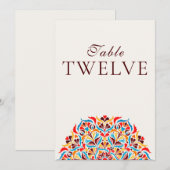 Türkise Orange Whimsical Florale Hochzeitstisch-Nu Einladung (Vorne/Hinten)