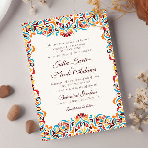 Türkise Orange Whimsical Florales Mandala-Hochzeit Einladung