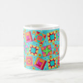 Türkise Patchwork Quilt Design Tasse (VorderseiteRechts)