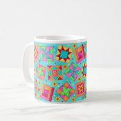 Türkise Patchwork Quilt Design Tasse (Vorderseite Links)