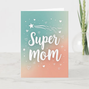 Türkise Pfirsich-Super-Mama-Karte Karte