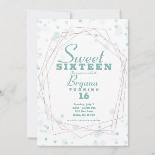 Türkise Punkte Roségold Geometrisch Modern Sweet 1 Einladung