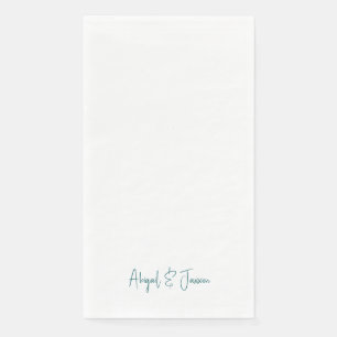Türkise Schrift personalisierte Namen Hochzeit  Serviette