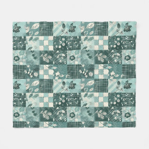 Türkise Steppdecke Patchwork Gingham Cottagecore F Fleecedecke