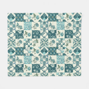Türkise Steppdecke Patchwork Gingham Cottagecore F Fleecedecke