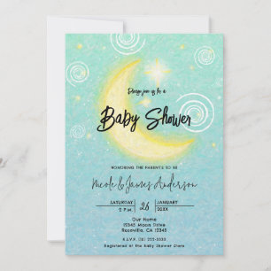 Türkise Sternenmondlicht-Himmelsbabyparty   Einladung